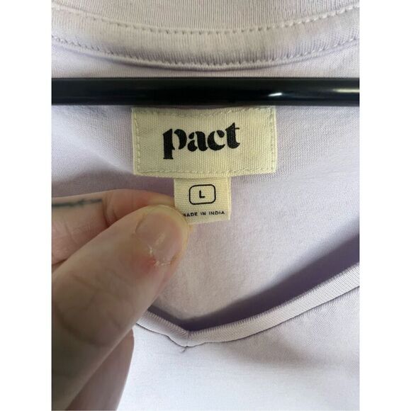 Pact Light Purple Basic Solid V-Neck Short Sleeve Cotton T-Shirt - Picture 3 of 5